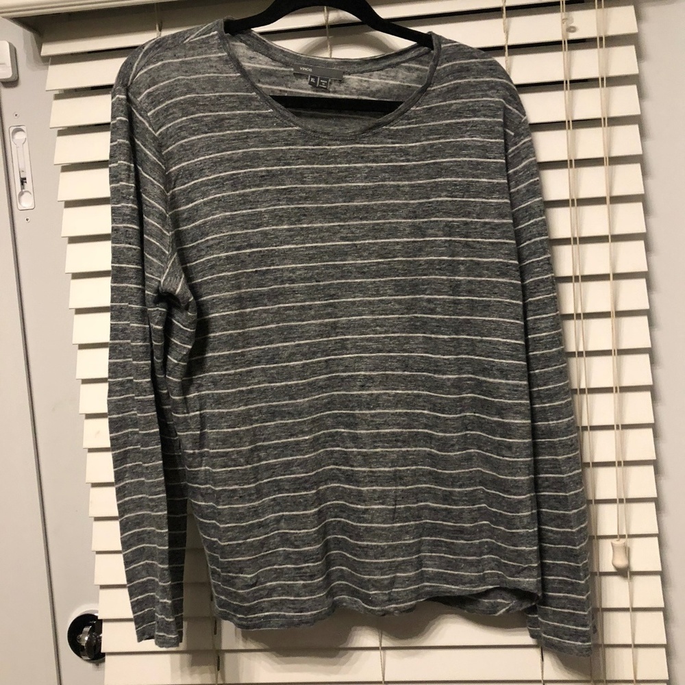 VINCE Grey Striped Sweater Top XL